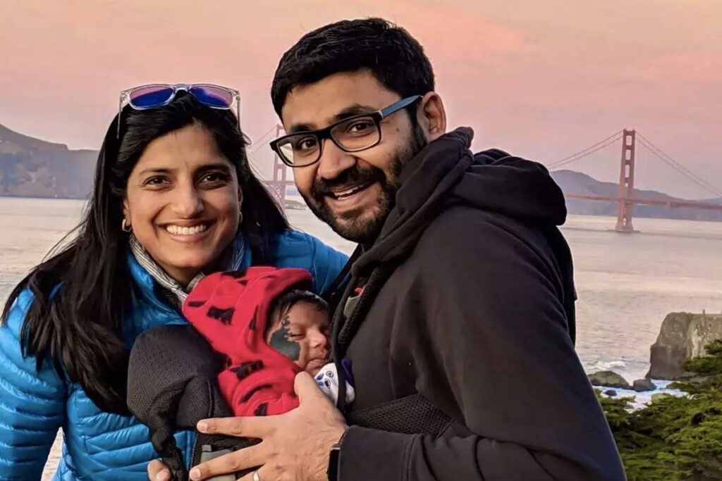 Parag Agrawal with his wife and son